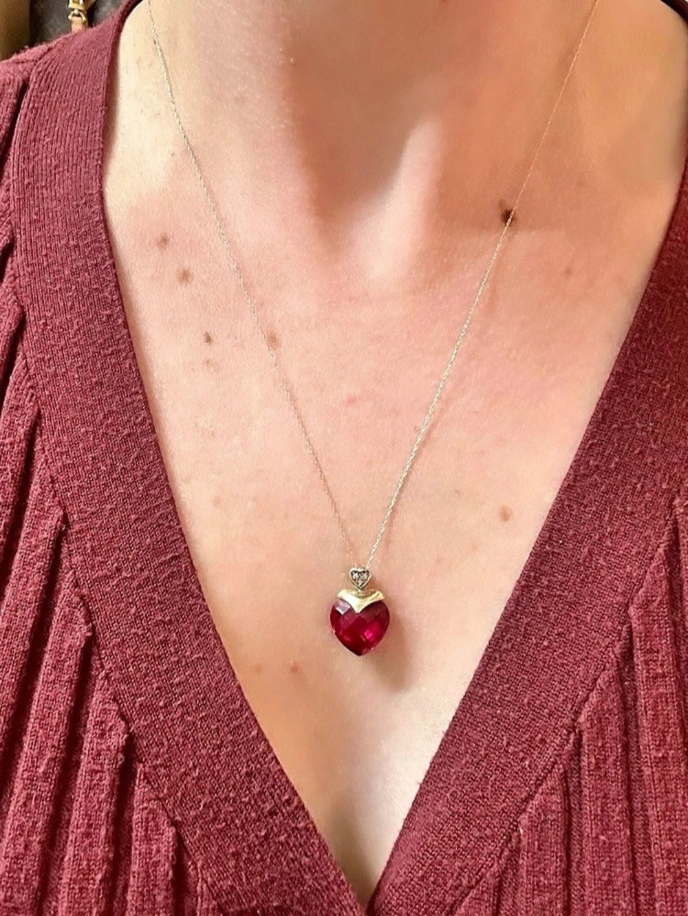 Solid 10k ruby and diamond necklace